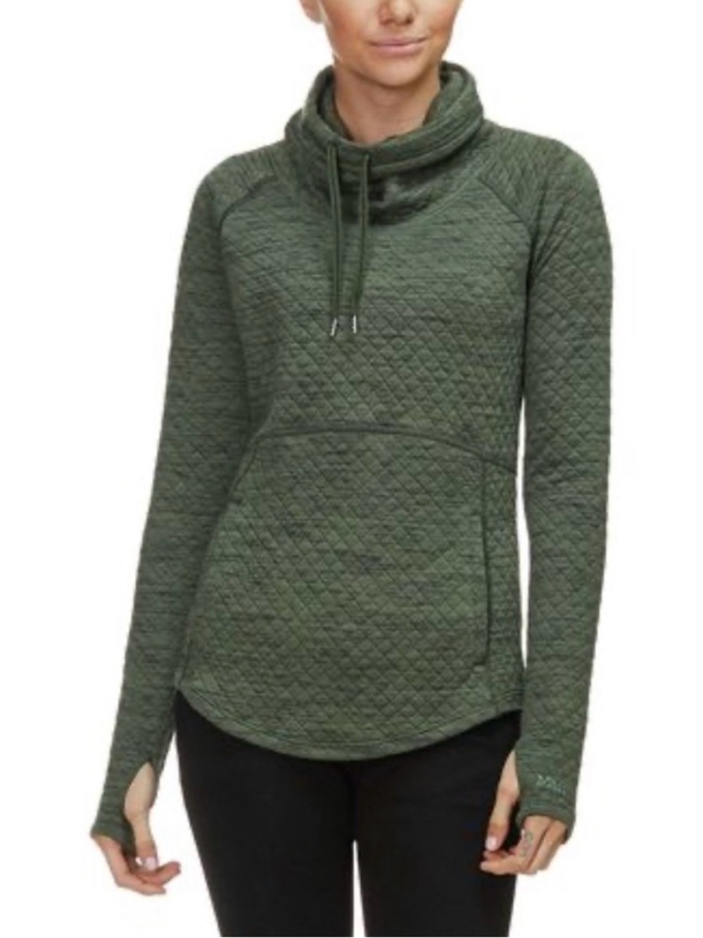 Marmot Quilted Funnel Neck Pullover - Olive Green